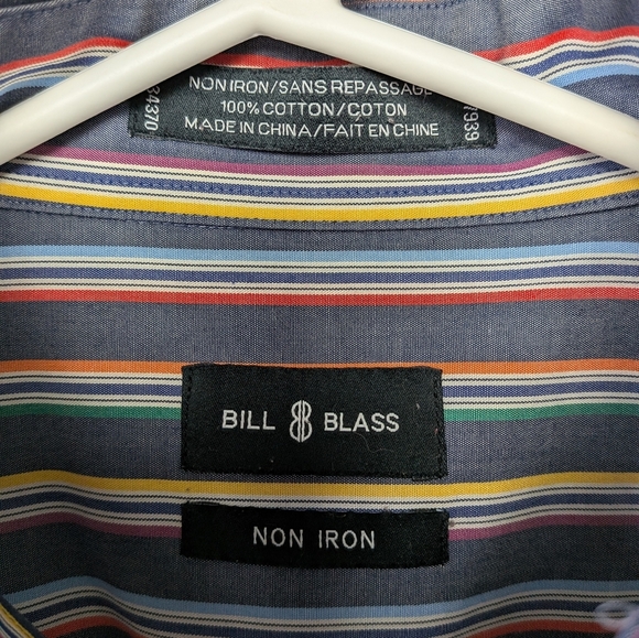 BILL & BLASS Men Casual Button Down Shirt Size Large 100% Coton Colorful - Picture 6 of 10